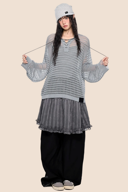 Blusa a righe con colletto e cut-out