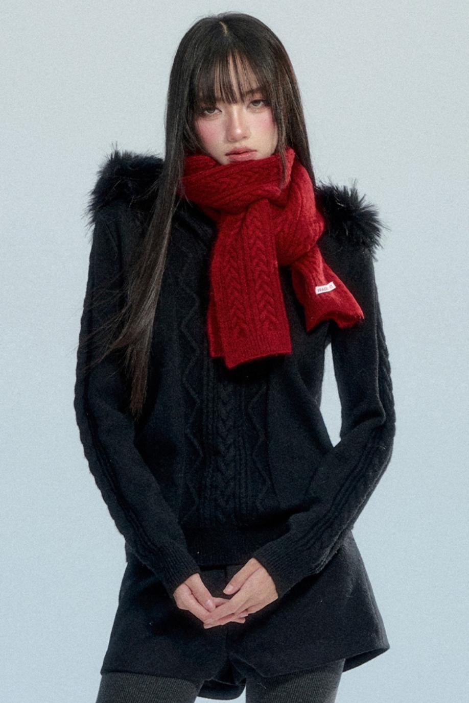 Vintage Wool Blend Knitted Scarf