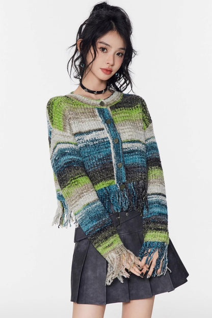 Vintage Gradient Knitted Cardigan