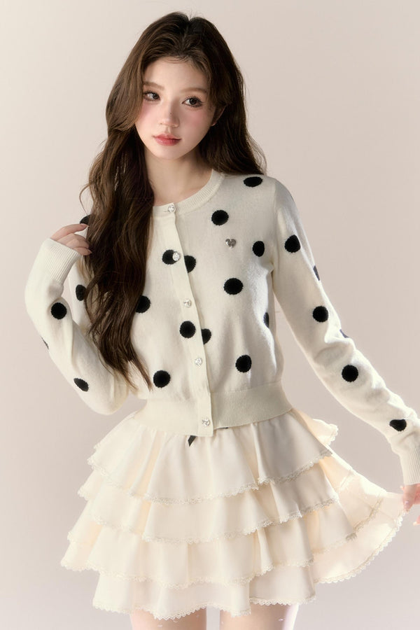 Velvet Polka Dot Cardigan