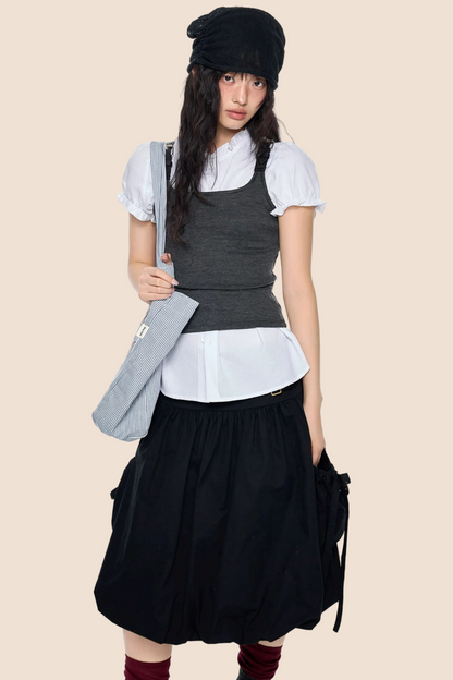 Square Collar Belted Camisole Top