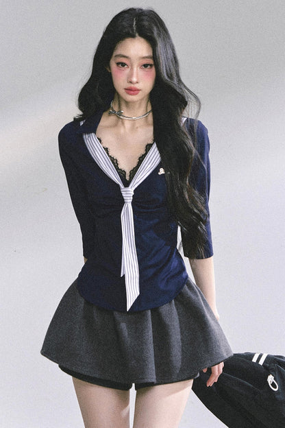 Autumn Slimming Polo Neck Shirt