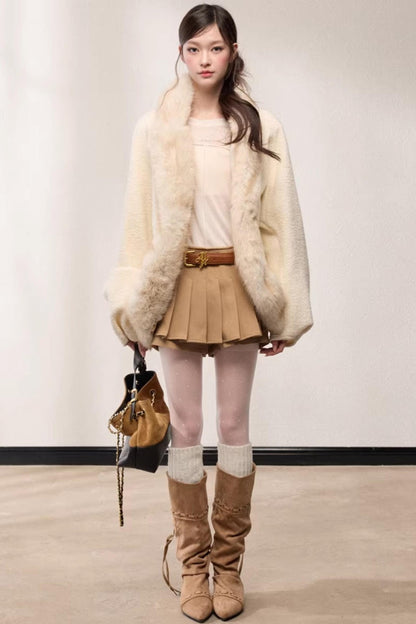 Elegant Wool Batwing Coat