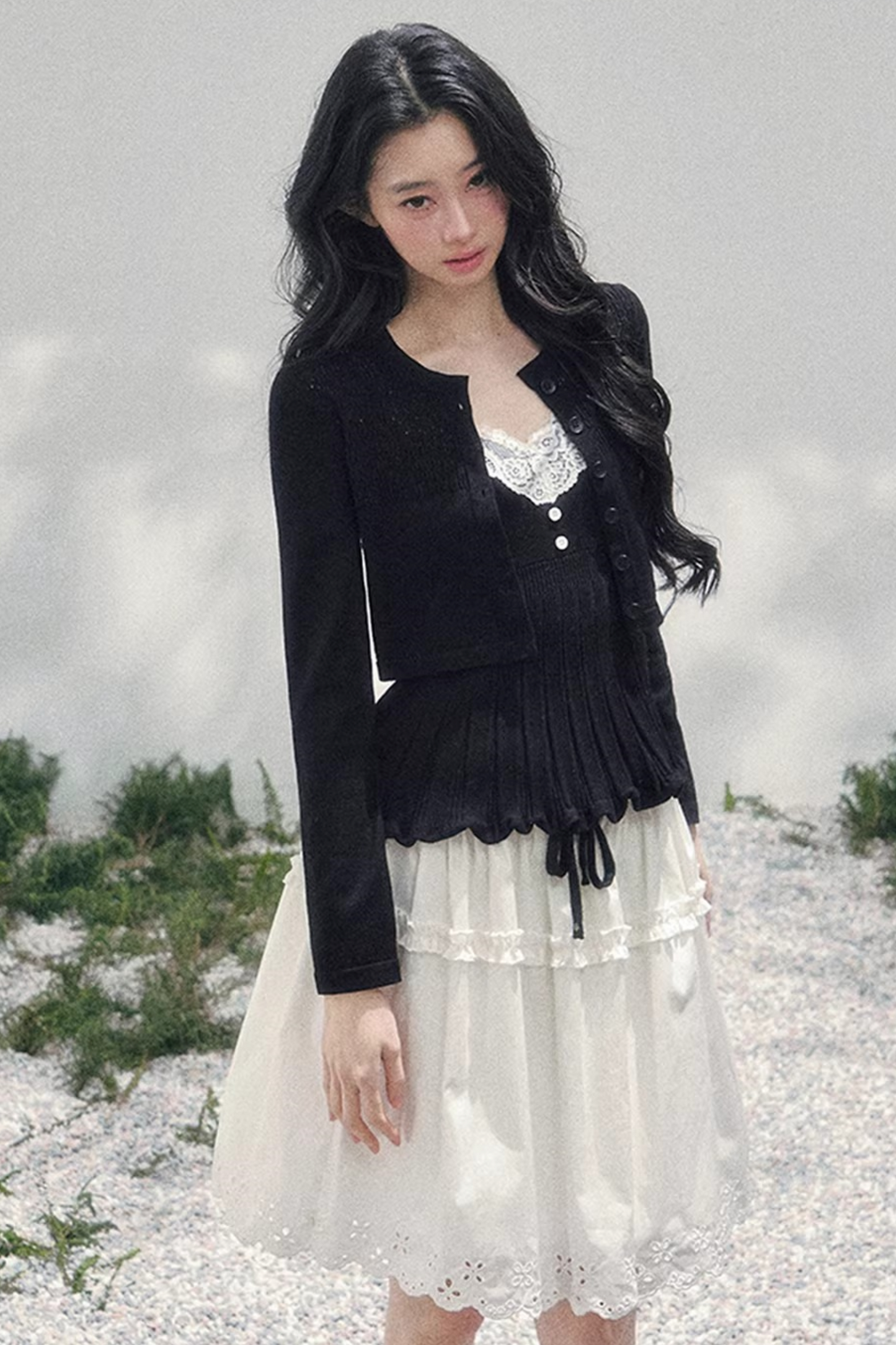 Lace Trim Camisole Cardigan Set-Up