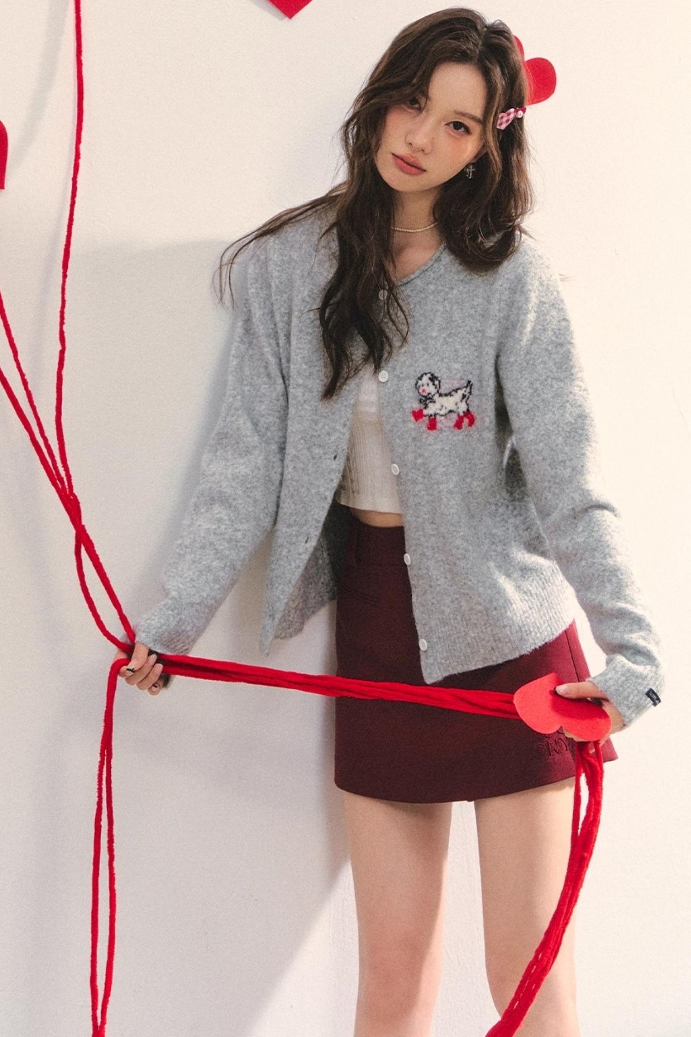 Soft Glutinous Dalmatian Jacquard Cardigan