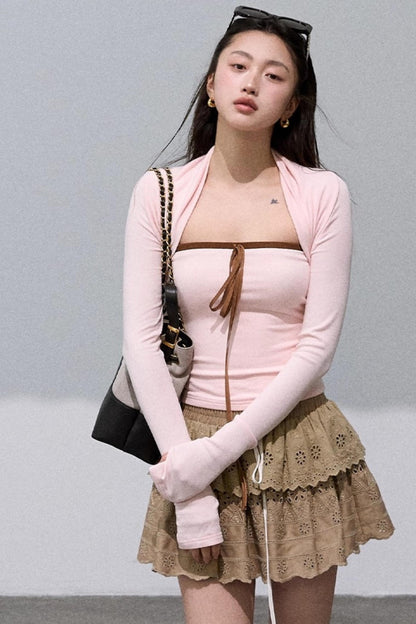 Fall Bandeau With Cardigan Set