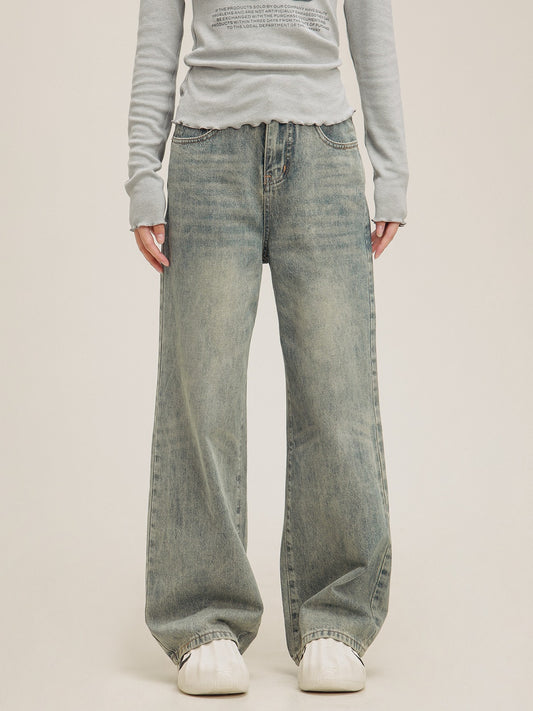 CaptainBeer light-wash mop jeans pants