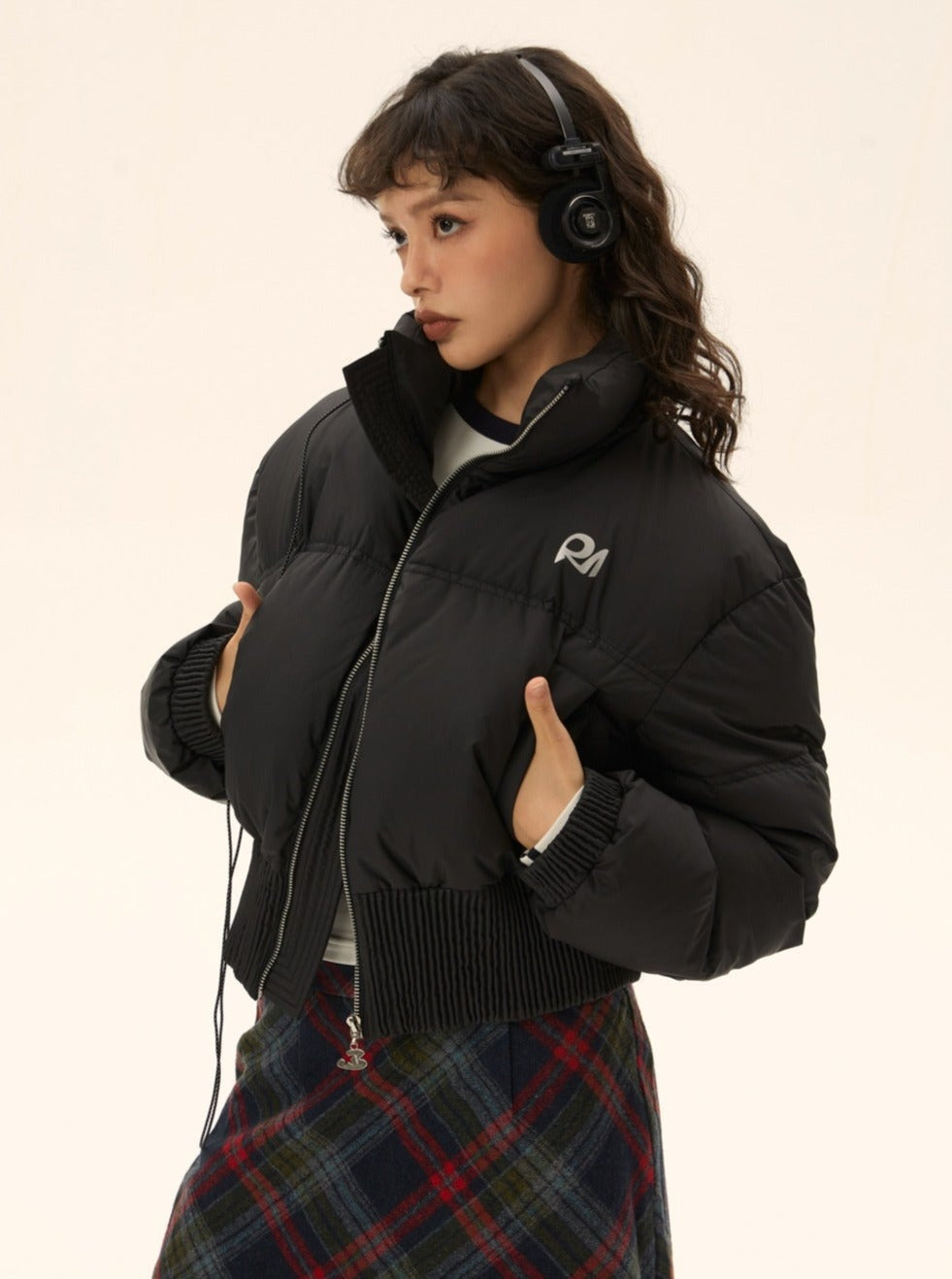 Removable hooded Maillard down jacket