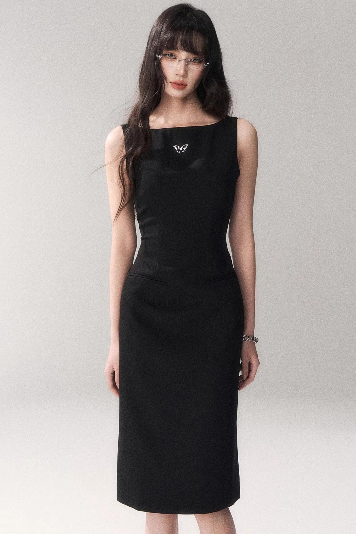 Siren schulterfreies graues Kleid