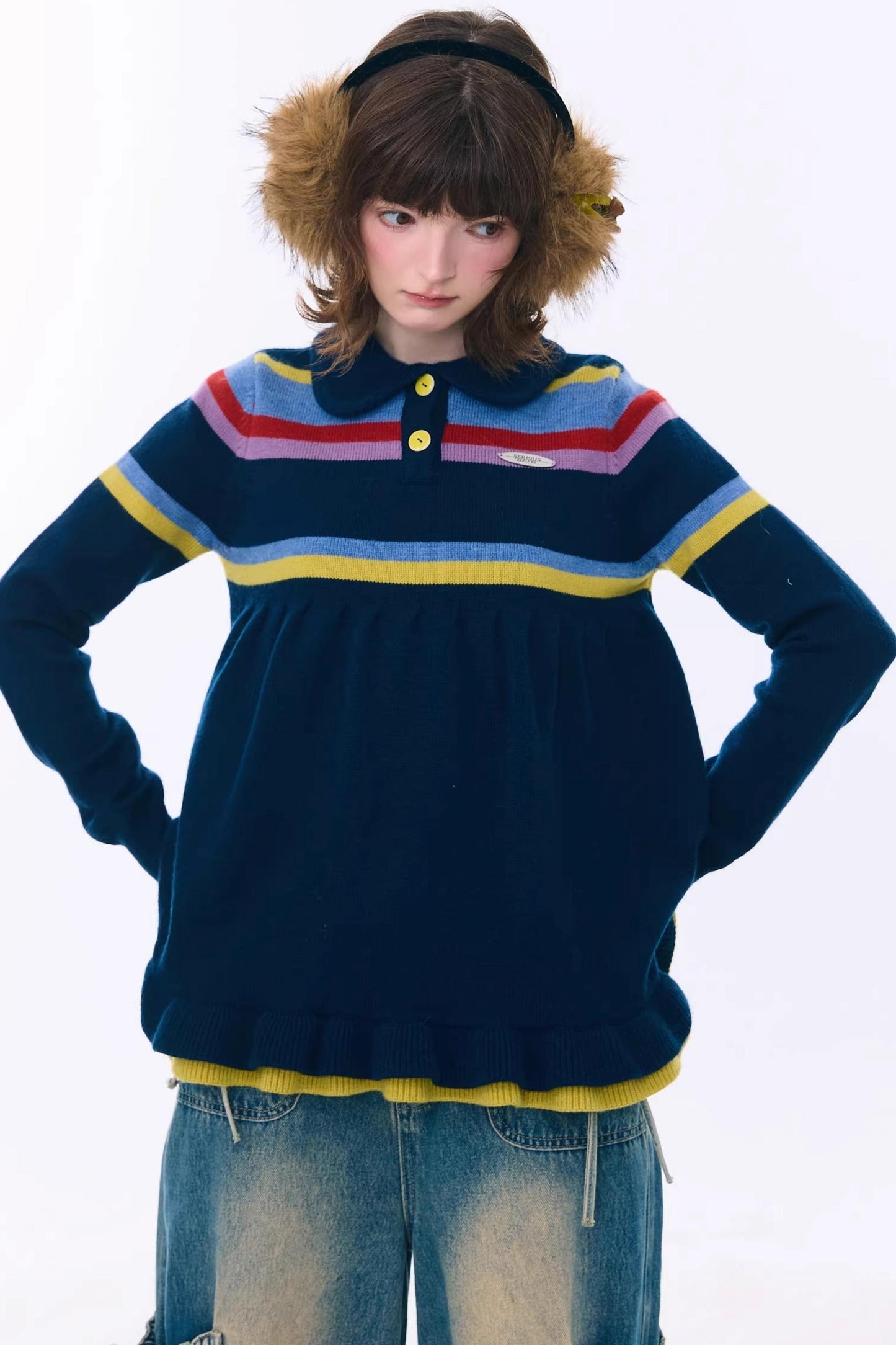 Retro Lace Collar Sweater