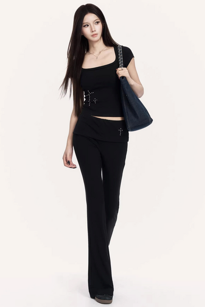 Square Neck Flared Pants Set-Up