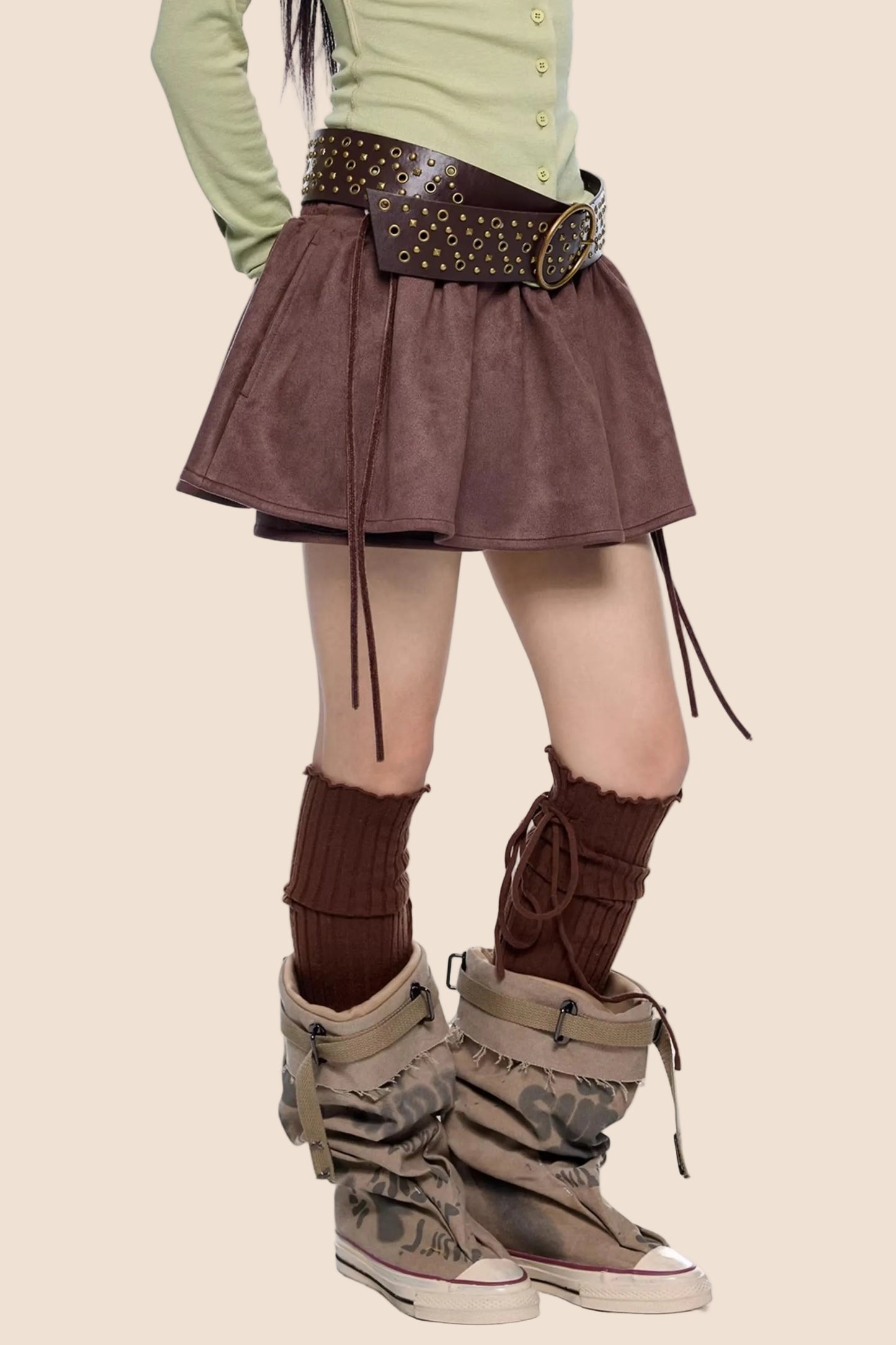 Faux Wildleder Blumenrock