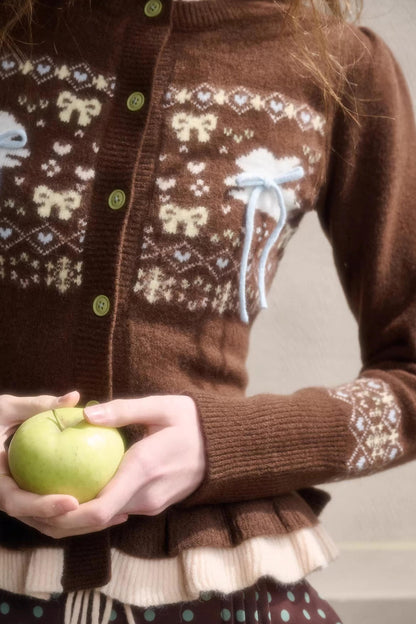 Green Apple Fair Isle Cardigan Top Set-Up