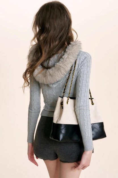 Plush Winter Fur Collar Sweater