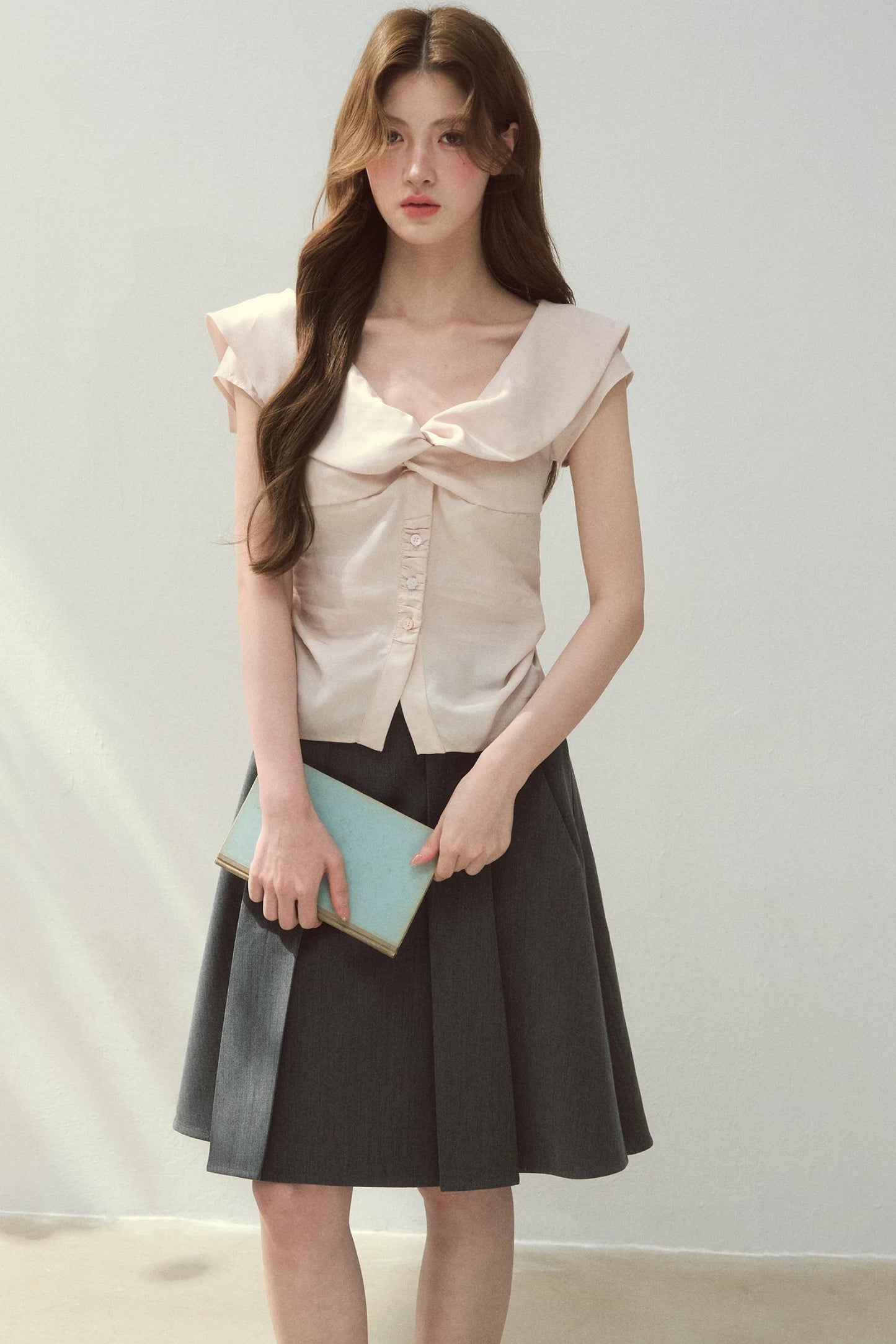 Mist Pink Lyocell Vintage Blouse
