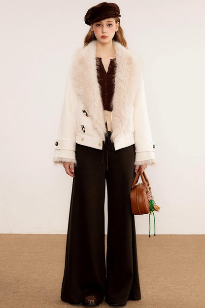 Wool Knit Wide-Leg Pants