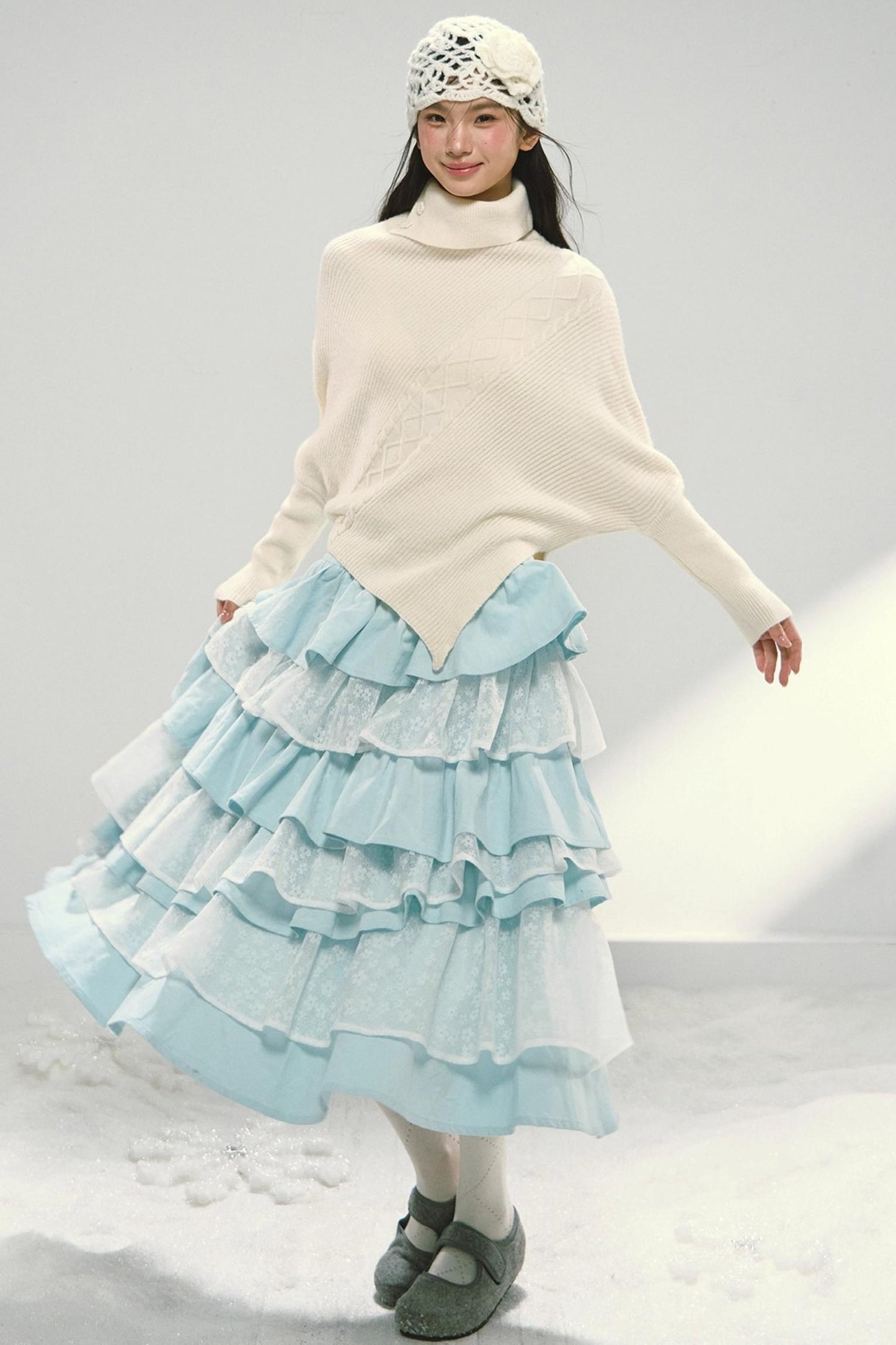 Lace Patchwork Puffy Skirt
