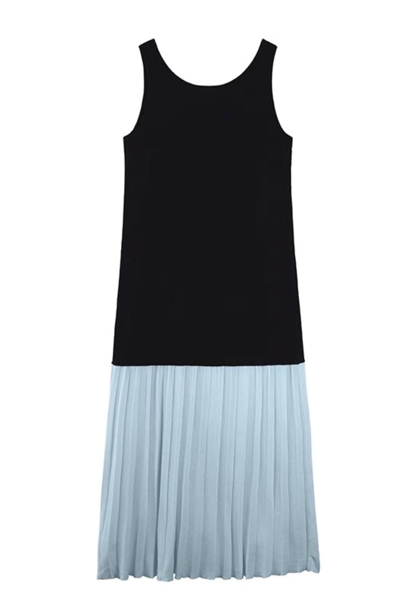 Color-Block V-Neck Sleeveless Dress