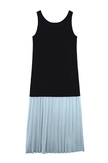 Color-Block V-Neck Sleeveless Dress