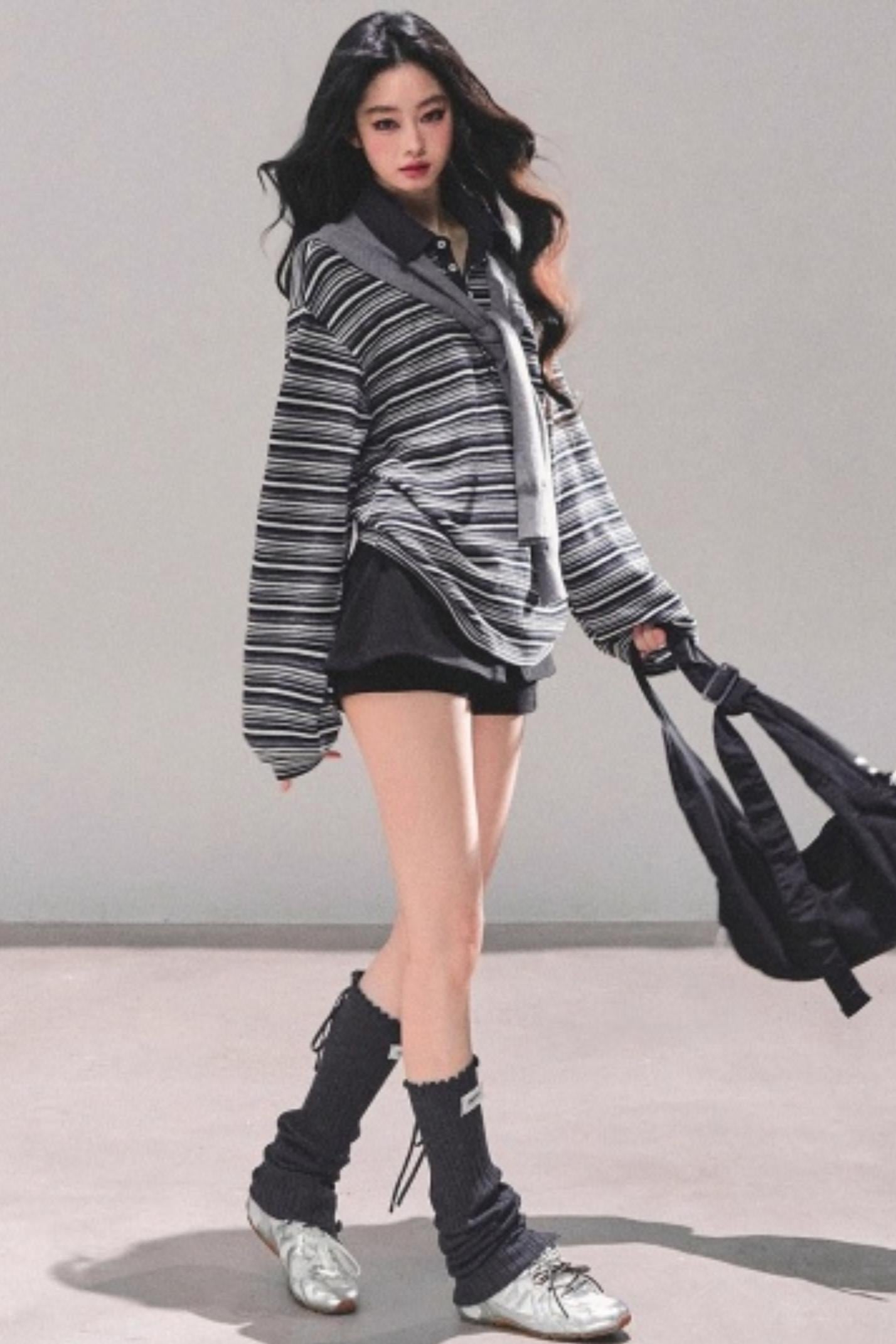 American Polo Neck Striped Top