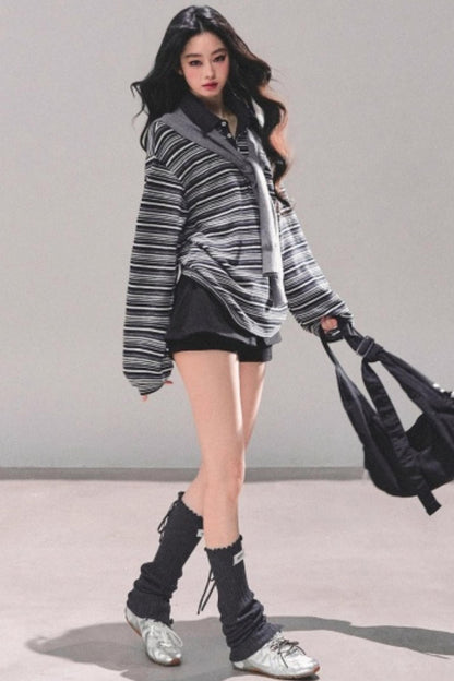 American Polo Neck Striped Top