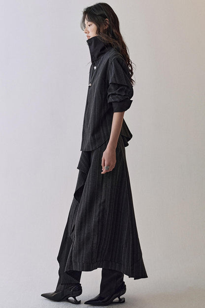 Striped Color-Blocking Shirt Set-Up