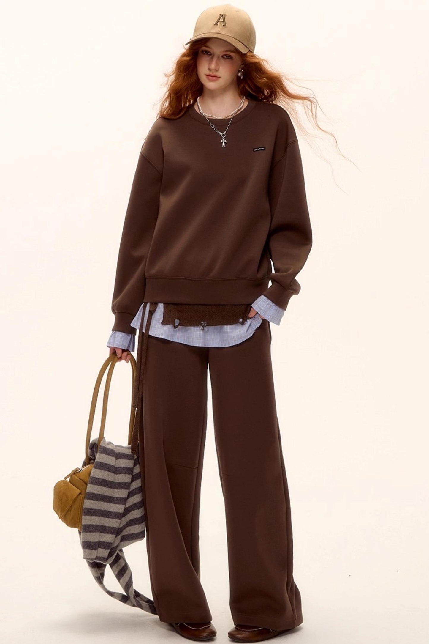 Plaid Patchwork Sweater Set-Up