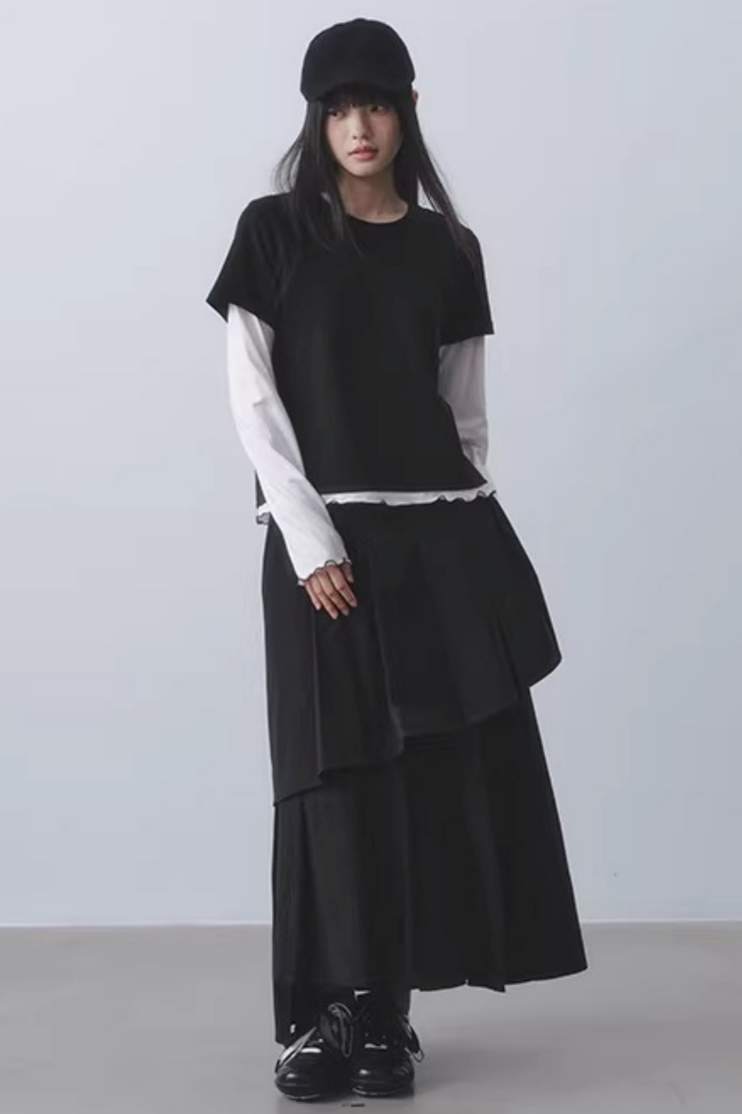 Double-Layered Pleated Skirt