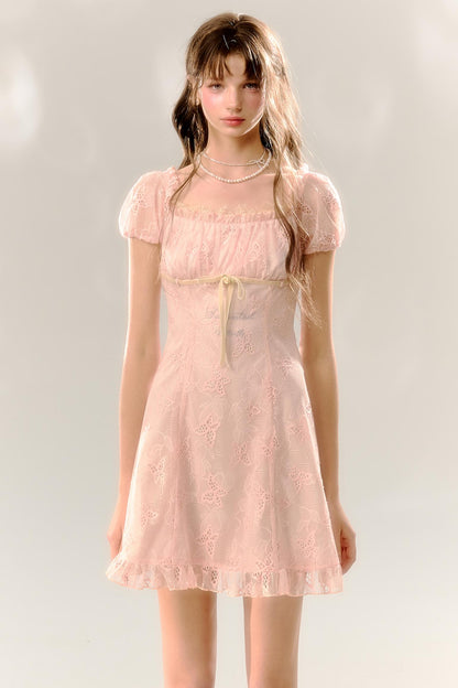 Butterfly Lace Summer-Autumn Short Dress