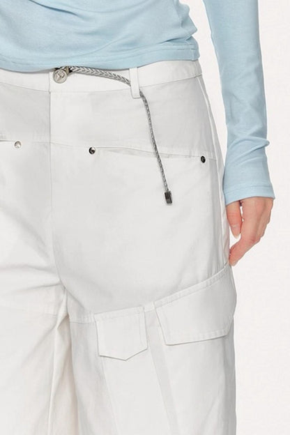 High-Waisted Solid Color Wide-Leg Trousers