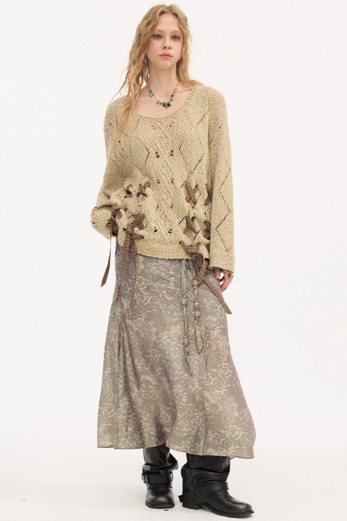 Strappy Quilted Hollow Sweater