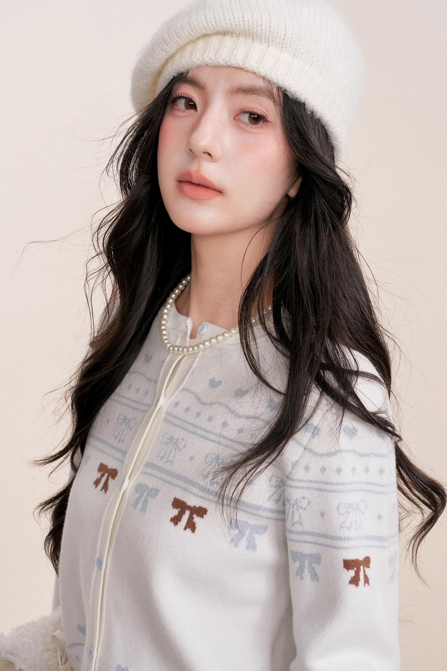 Pure Hand-Painted Jacquard Crew Neck Sweater