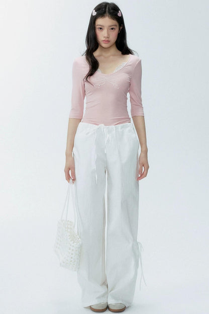 Lace Patchwork Knit Top