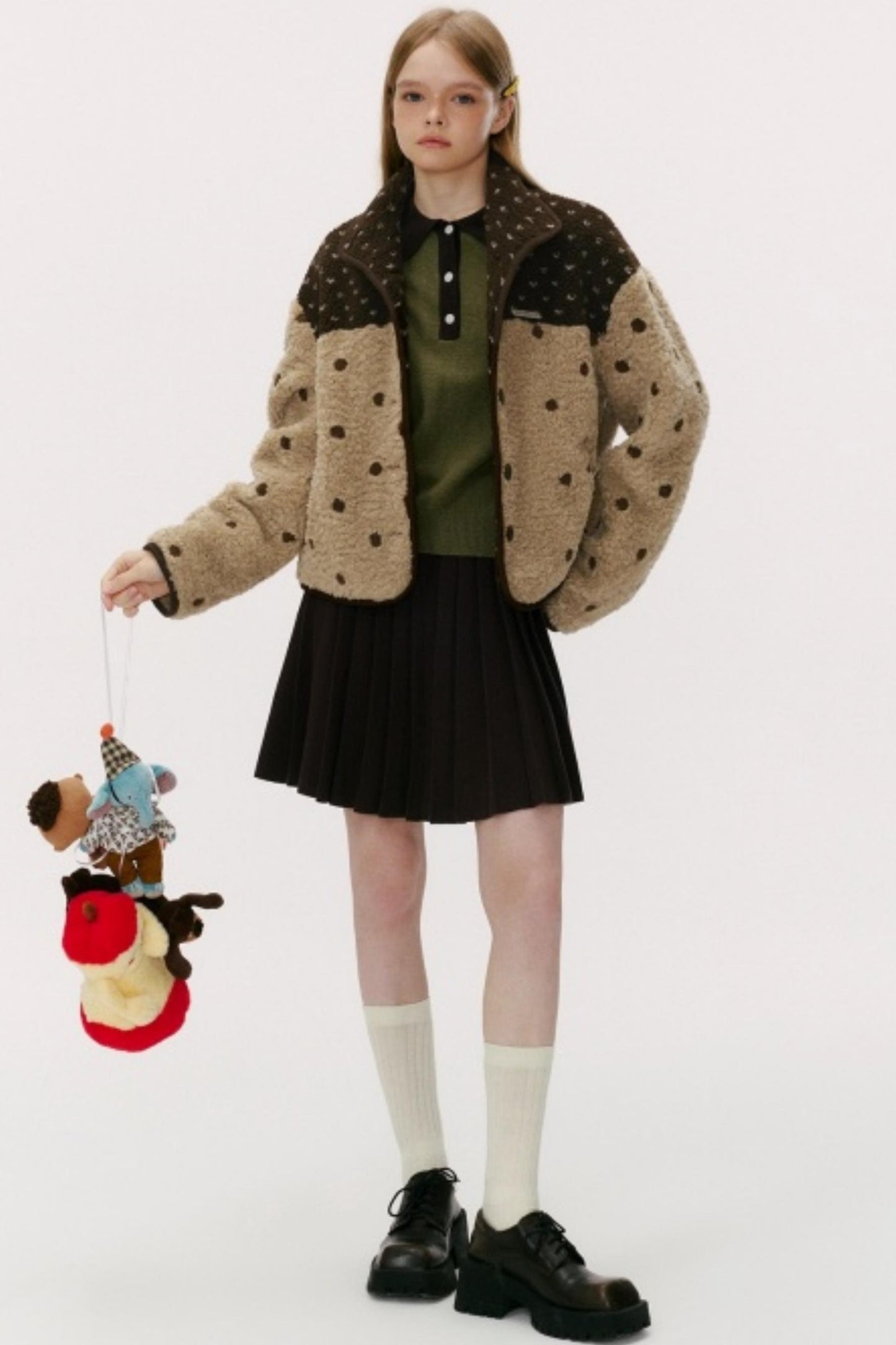 Lambswool Polka Dot Patchwork Jacket