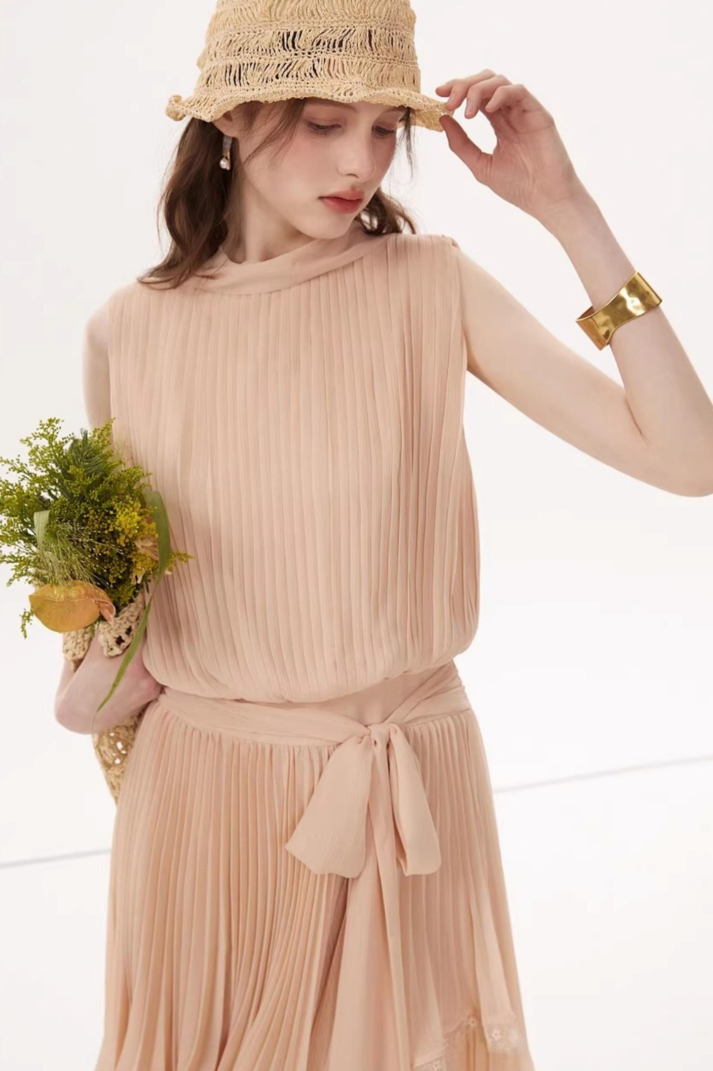 French Textured Bow Dress