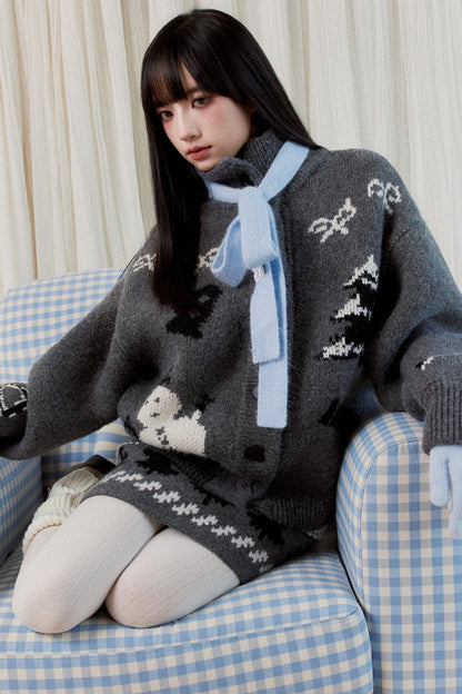 [10 31new] fragile shop winter snow hibernation memories Fair Island slouchy sweater autumn and winter knit set