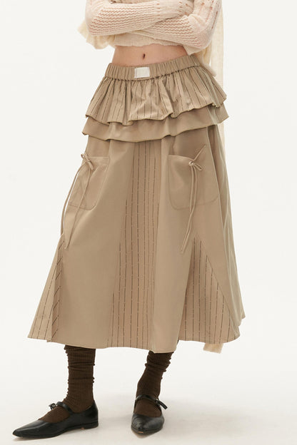 Temperament Khaki Blue Fashion Skirt