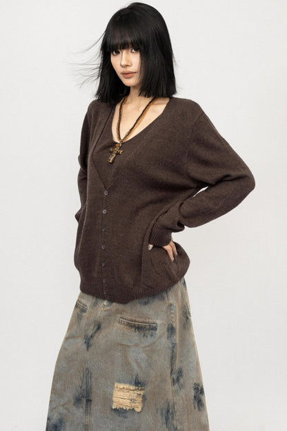 Knitted V-Neck Cardigan