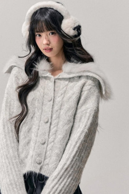 Fox Fur Knit Cardigan