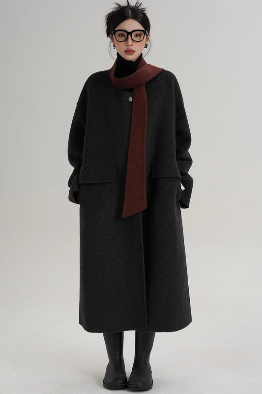Reversible Contrast Wool Coat
