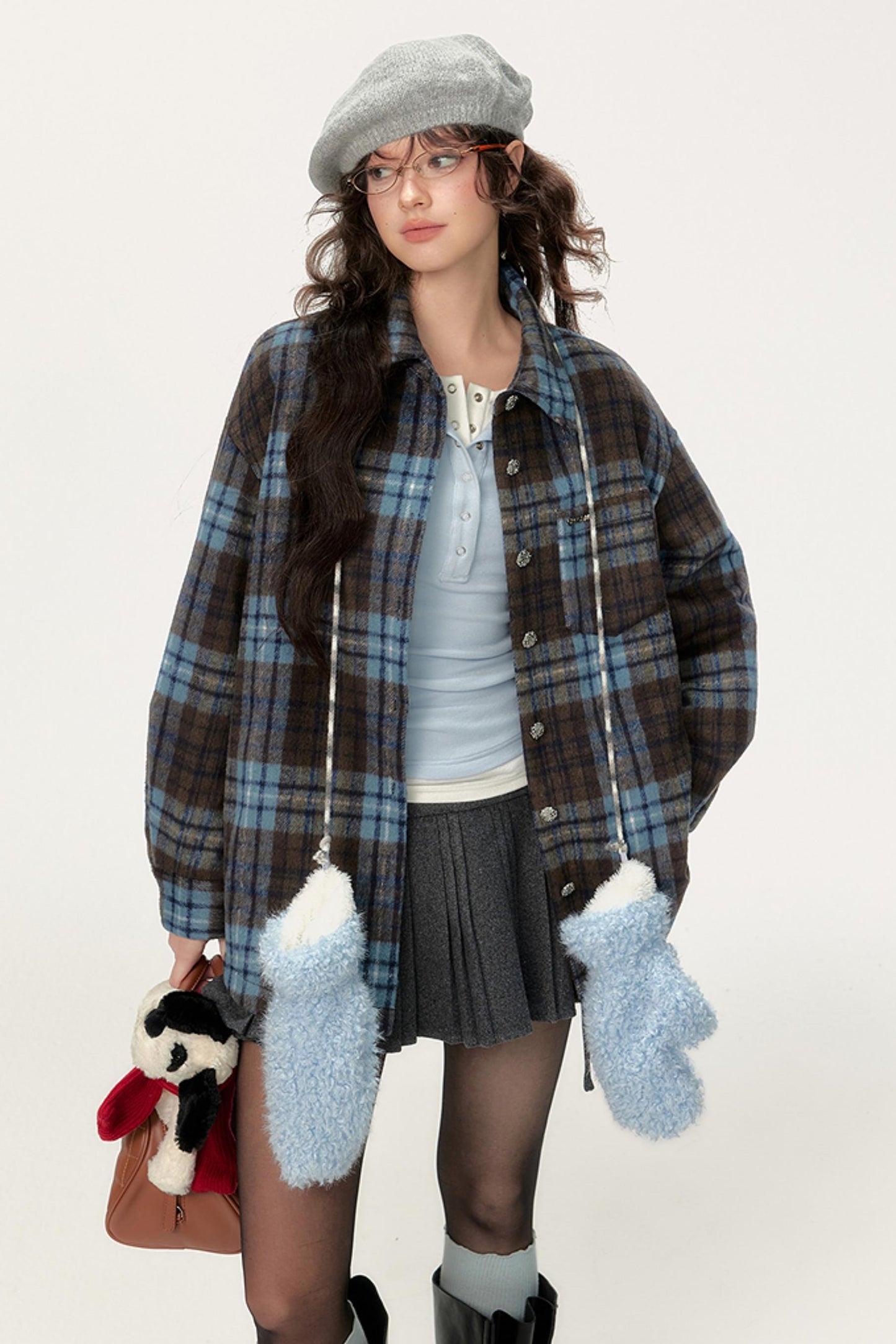 Chic Retro Plaid Collar Shirt