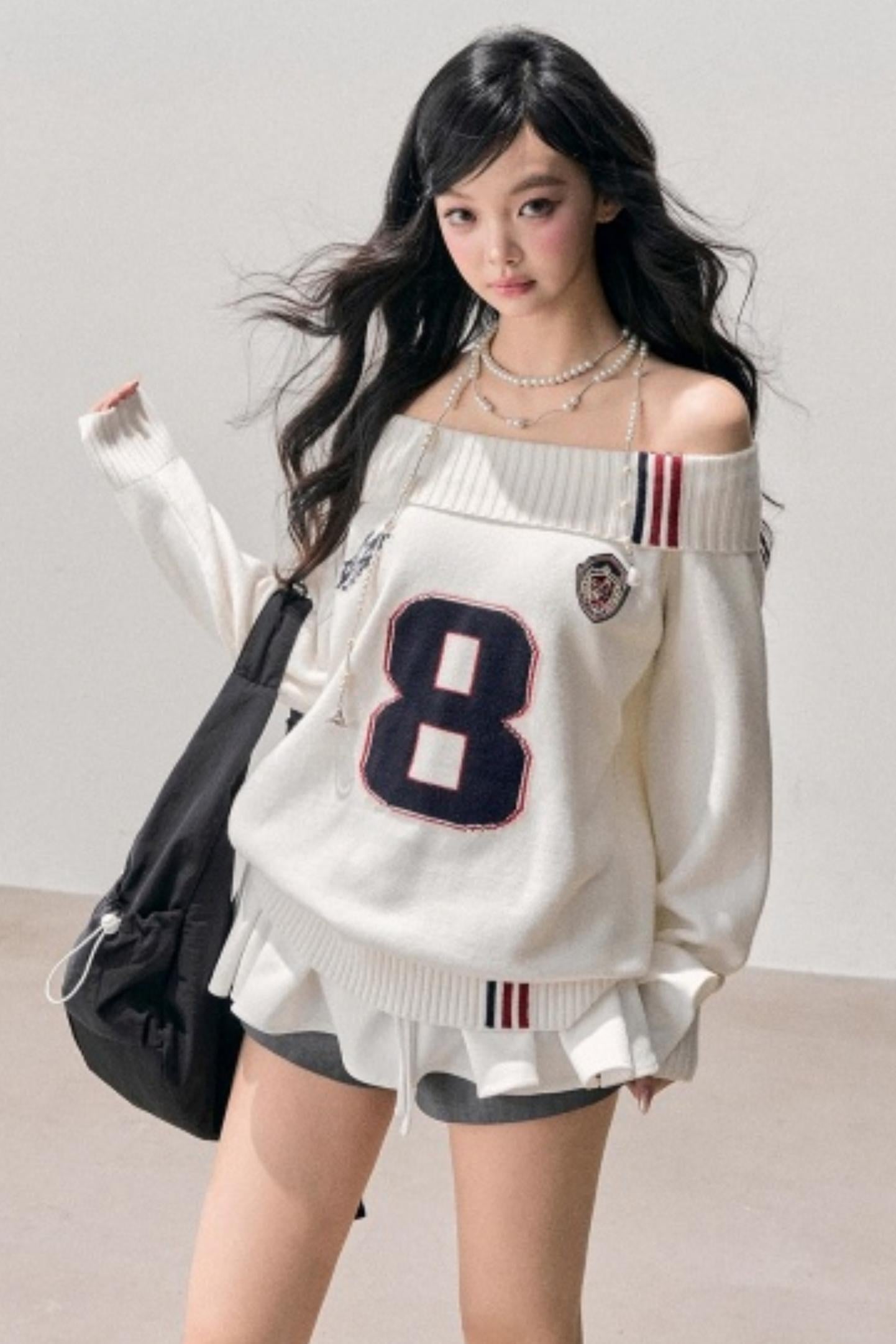 Youthful Off-Shoulder Knit Sweater