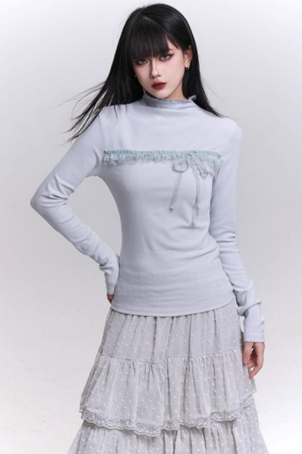 Ghost Gray Half-High Collar Top