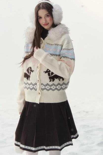 Rétro Jacquard nordique Dachshund Gilete pull