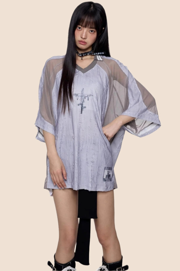 Slouchy Gray V-Neck Tee