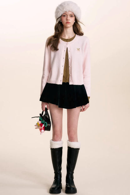 Wool Blend Color-Blocked Cardigan