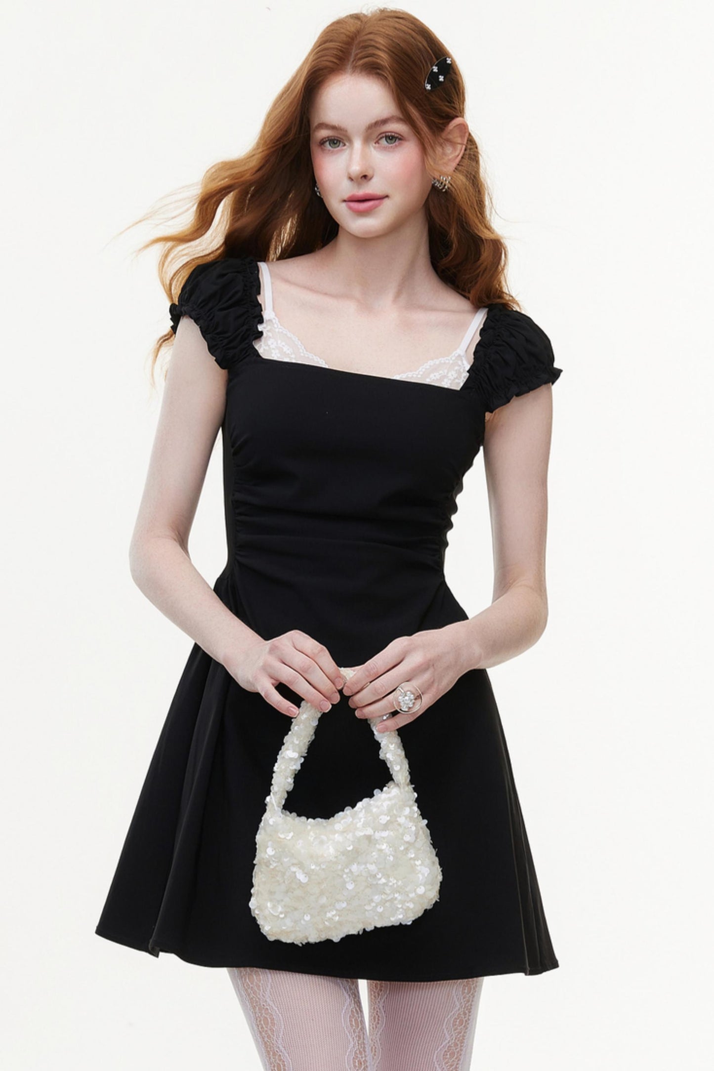 Bold Square Collar Strapless Dress