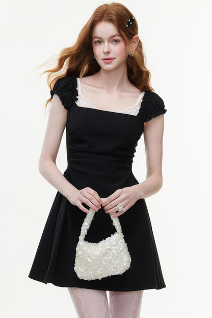 Bold Square Collar Strapless Dress