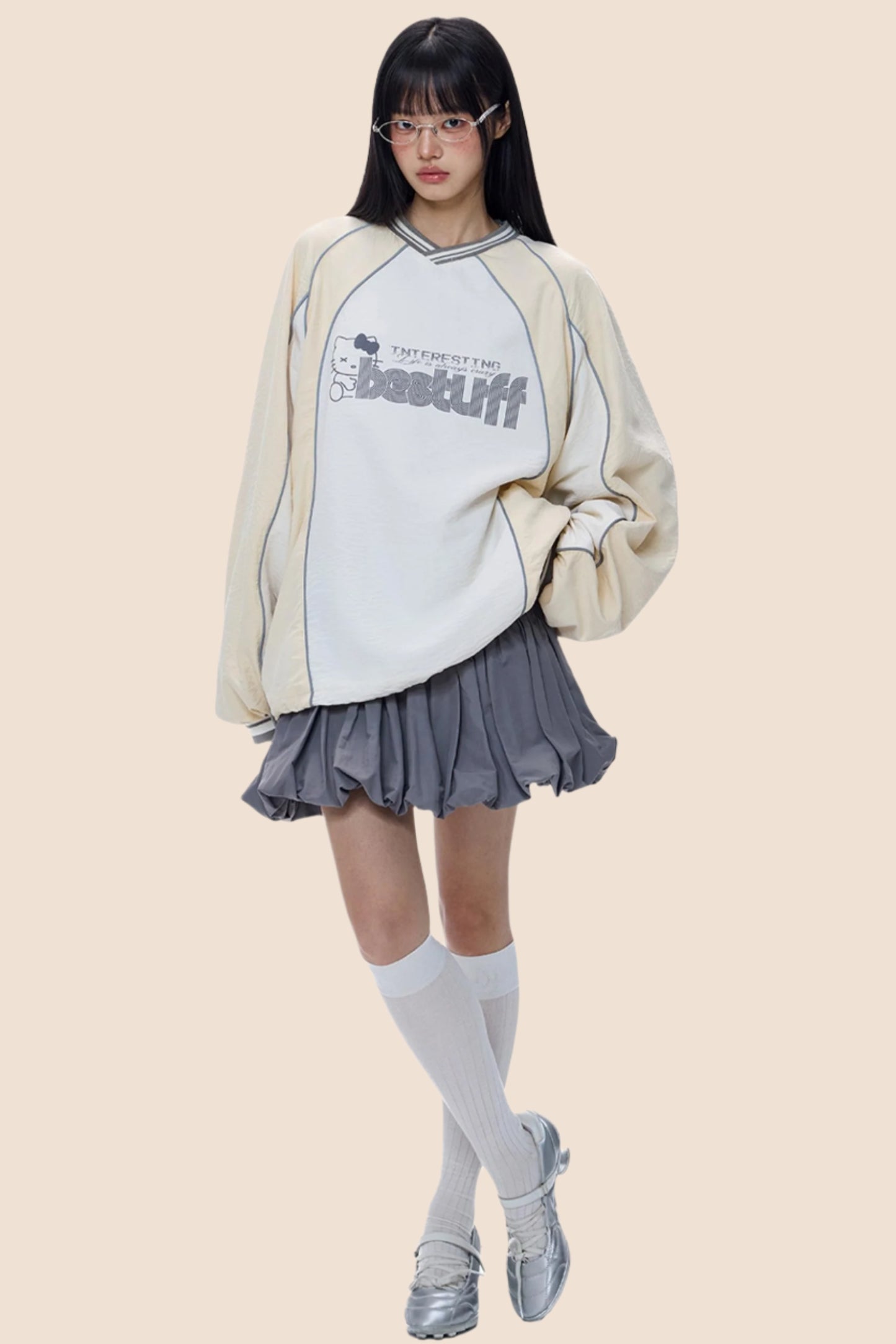 Monogram V-Neck Jersey Sweatshirt