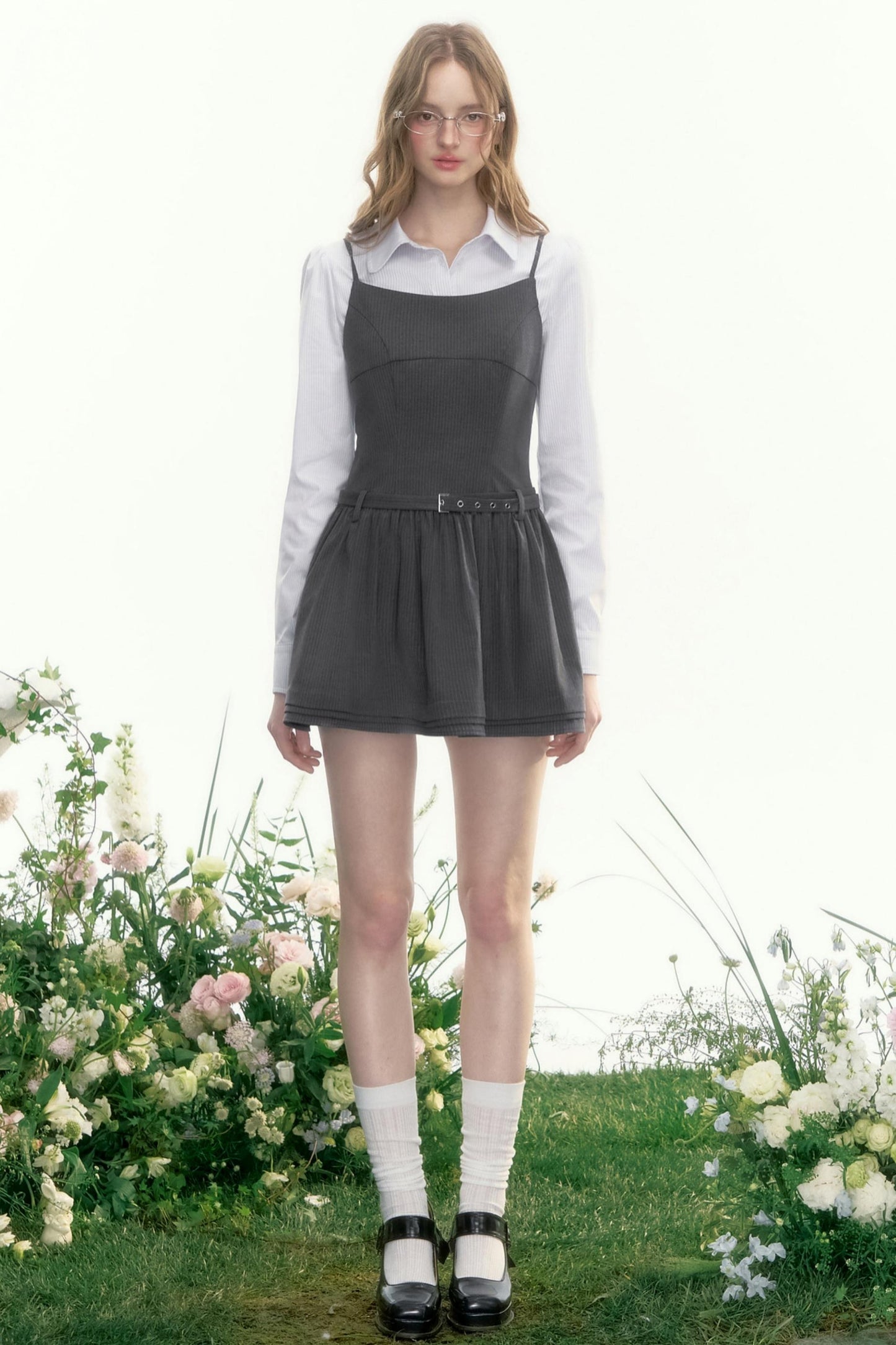 Gray Fantasy Striped Slip Dress